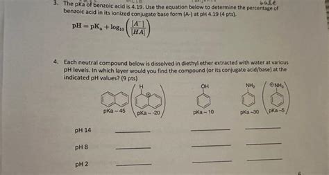 Solved The Pka Of Benzoic Acid Is Use The Equation Chegg