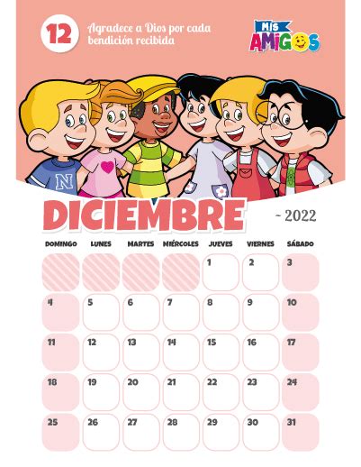 Calendario Diciembre Revista Mis Amigos