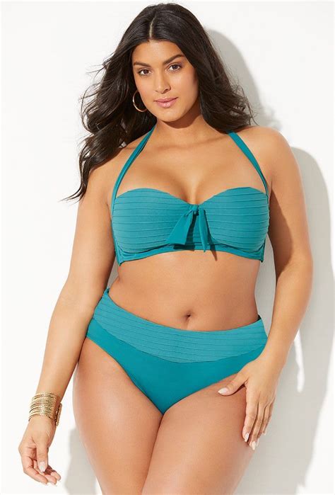 Plus Size Ace Viridian Ribbed Bikini