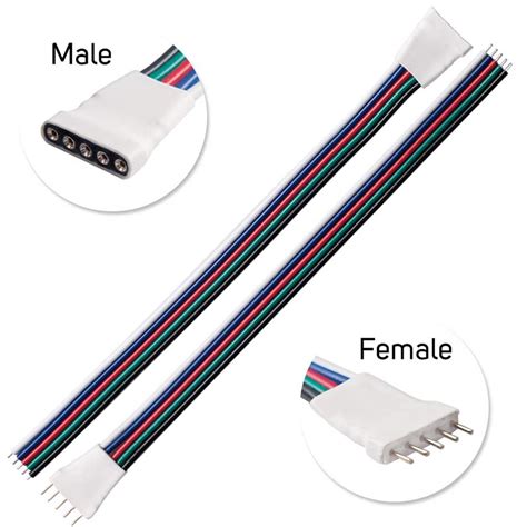 5pin Male Female 15cm Connector Wire Cable For RGBW LED Strip