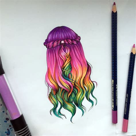 illustration art hair drawnig colorhair | Рисунок