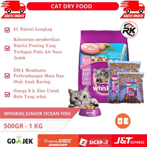 Jual WHISKAS JUNIOR OCEAN FISH Repack 500gr 1Kg Makanan Anak Kucing