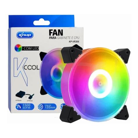 COOLER FAN PARA GABINETE E CPU 120MM X 25MM LED RGB KNUP KP VR306