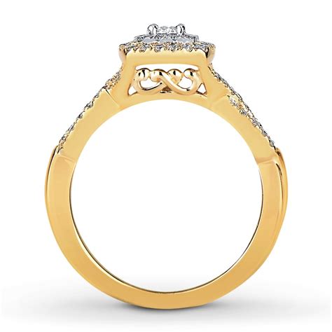 Previously Owned Diamond Engagement Ring 12 Ct Tw Round Cut 10k Two Tone Gold Size 10 Kay