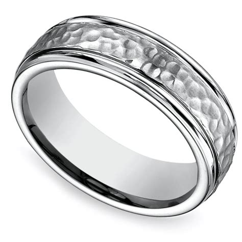 Hammered Mens Wedding Ring In Titanium 7mm