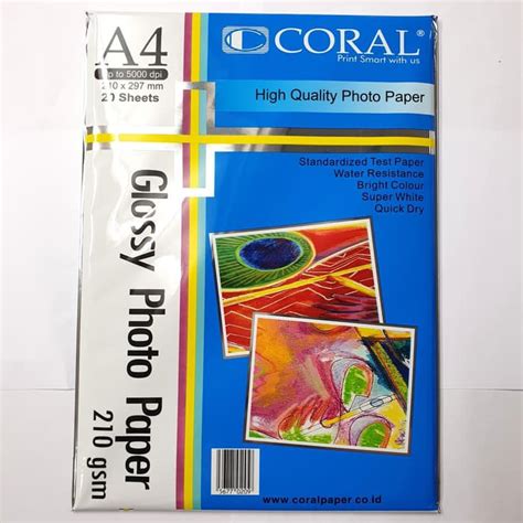 Jual Kertas Foto Coral Glossy Photo Paper A Gsm Shopee Indonesia