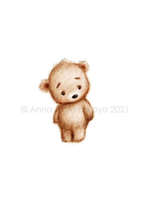 The Drawing of Teddy Bear. Printable Art. Instant Download. Nursery Decor. Baby Room Print. Kids ...