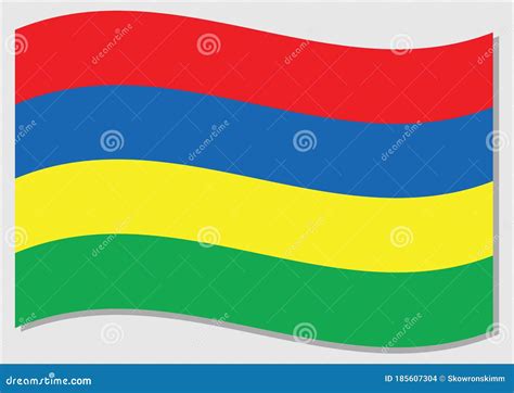 Waving Flag Of Mauritius Vector Graphic Waving Mauritian Flag