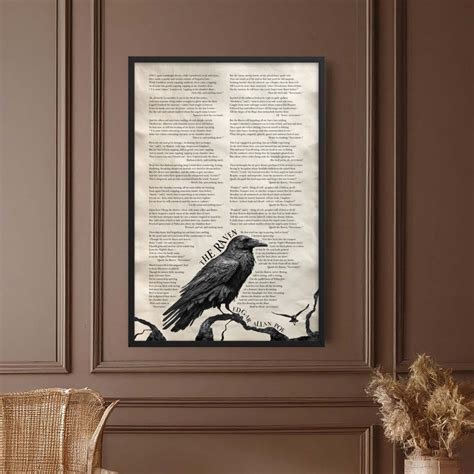 Raven Poem By Edgar Allan Poe Raven Wall Art Supernatural Tale Of