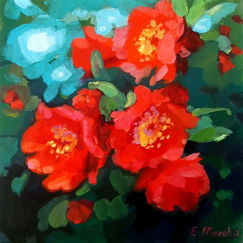 Pomegranate Flower Painting Floral Original Art Flower Artwo Inspire