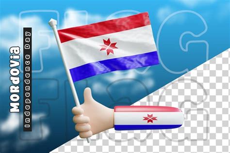 Premium PSD | Mordovia waving flag on holding hand or mordovia flag on ...