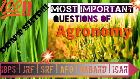 Fundamentals Of Agronomy Most Important Questions THEORY PART 1