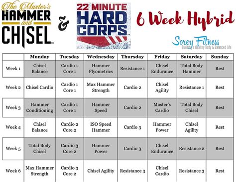 Hammer And Chisel Minute Hard Corps Hybrid Workout Calendar