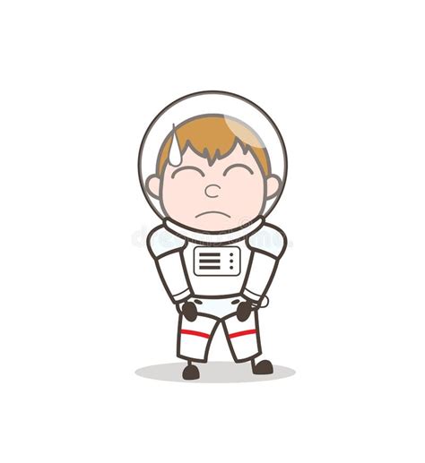 Karikatur Umgekippte Astronauten Face Expression Vector Illustration