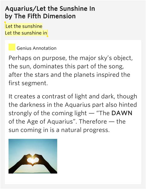 Let the sunshine / Let the sunshine in – Aquarius/Let the Sunshine In ...