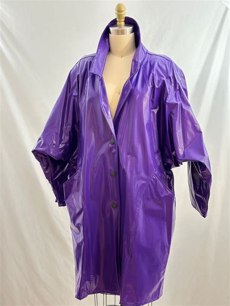 Vintage 80s Wippette Kenn Sporn Medium Purple Croc Embossed Long Trench