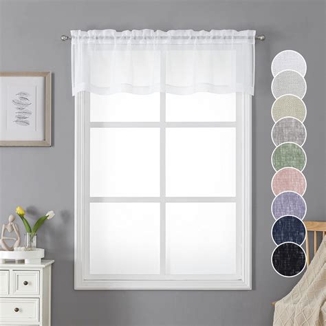 OVZME Dolly Sheer White Curtain Valance 14 Inches Long Light Filtering