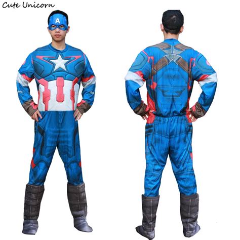 Cute Unicorn Superhero Captain America Adults Muscle Jumpsuits Mask Avengers Onesies Halloween