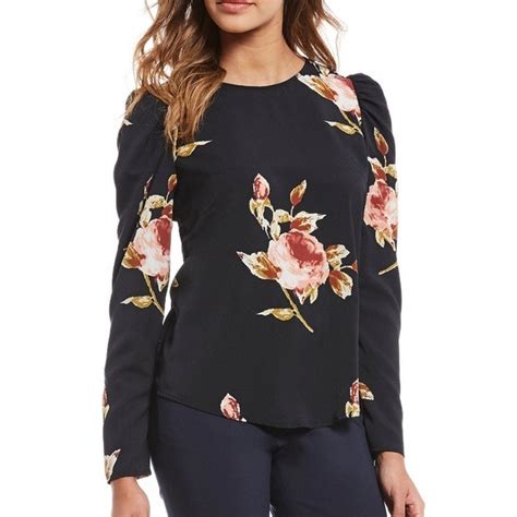 Alex Marie Tops Alex Marie Black Floral Print Puff Sleeve Blouse