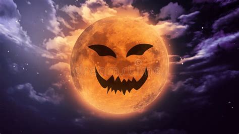 Terrible Pumpkin Face Halloween Moon Stock Illustration - Illustration of grunge, cross: 61142555