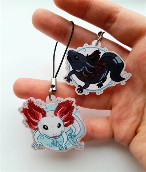 Axolotls Cute Charms And Keyrings Black And White Axolotl On Etsy Uk