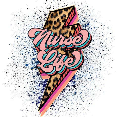 Leopard Nurse Sublimation Designs Downloads Lightening Bolt Etsy