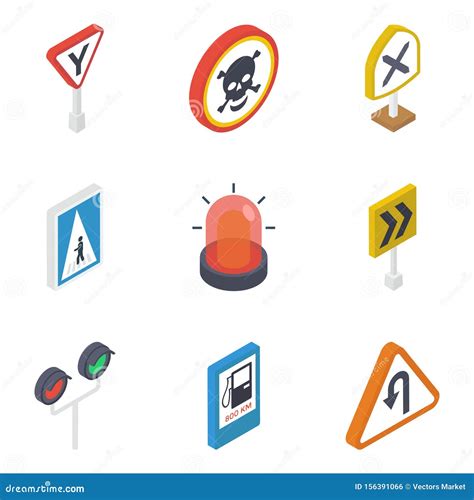 Paquete De Vectores IsomÃtricos De SeÃales De TrÃfico Ilustración