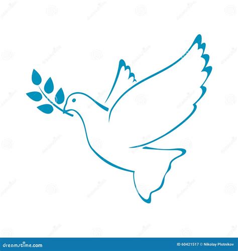 Peace Dove With Olive Branch Vector Illustration Stock Vector