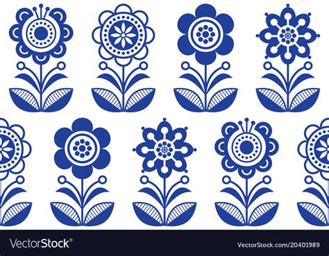 Folk Art Flowers Seamless Floral Pattern Vector Image