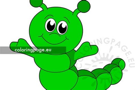 Free Cute Green Caterpillar Cartoon Coloring Page