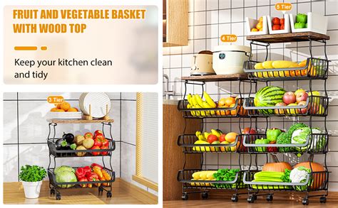 Amazon Gsiekare Fruit Vegetable Basket For Kitchen 4 Tier