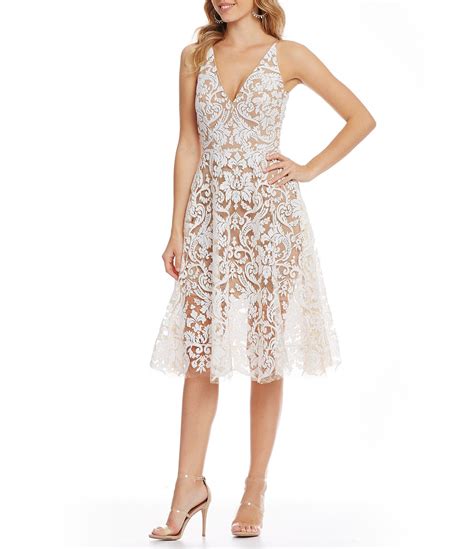 Shop For Dress The Population Blair Deep V Neck Sequin Lace Midi Dress At Visit Di