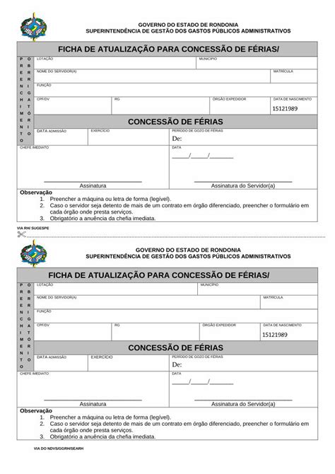 PDF FICHA DE ATUALIZAÇÃO PARA CONCESSÃO DE FÉRIAS ƒO DE FÉRIAS pdf