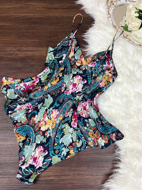 Vintage Victorias Secret Floral Lingerie Teddy Etsy