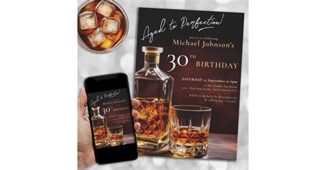 Black Gold Elegant Whiskey 30th Birthday Party Invitation Zazzle