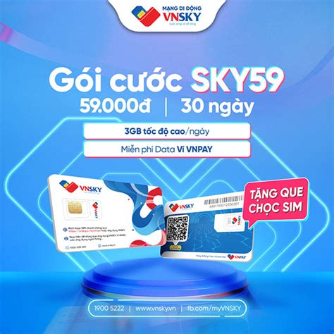 Sim 4G VnSky Sky59 Ưu Đãi 90GB tháng 3GB ngày Miễn phí tháng đầu