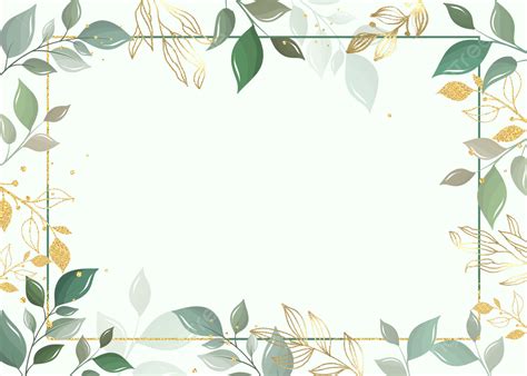 Green Plant Leaves Gold Foil Effect Border Background Plant Gold Leaf