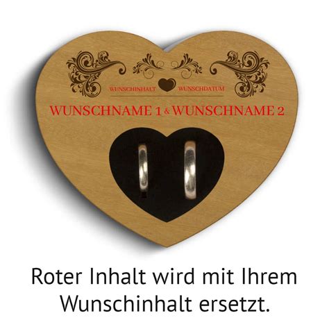 Hochzeit Herz Ringkissen Garapa Holz Vintage Individuell