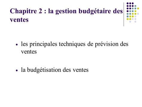 Gestion budgétaire Plan du cours Chapitre 1 introduction à la