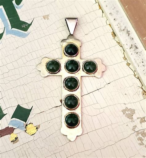 Handmade Silver And Jade Cross From France Etsy