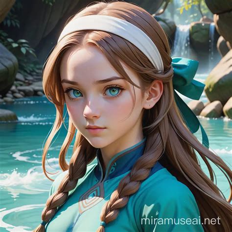 Waterbending Master Portrait Avatar Style Female Waterbender Muse Ai