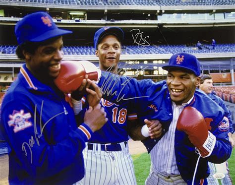 Mike Tyson Dwight Gooden Darryl Strawberry Signed Mets X Photo