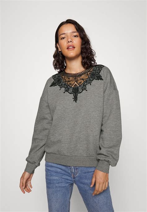 Only Onlwanted Lace Felpa Medium Greygrigio Zalandoit