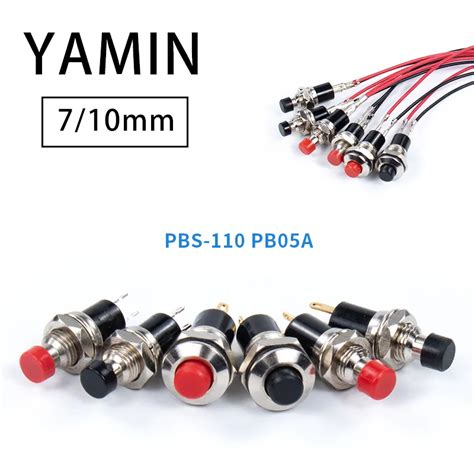 5mm 7mm 10mm With Wire Mini Round Self Lock Momentary Push Button