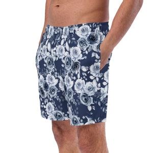 His And Hers Couples Swimsuits Navy Rose Print Floral String Bikini Set