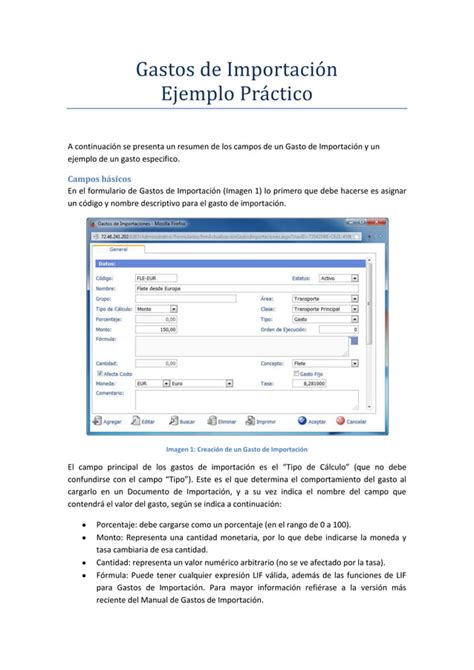 Costos y Gastos de Importaciones Ejemplo de cómo crear un gasto de