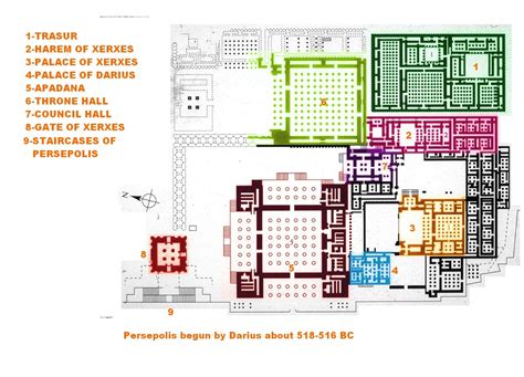 Achaemenids (Persepolis) - Plan of Persepolis, begun 517 BC. Darius the Great found the new ...