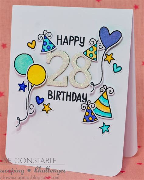 Happy 28th Birthday Card with Pretty Gift Wrapping Ideas