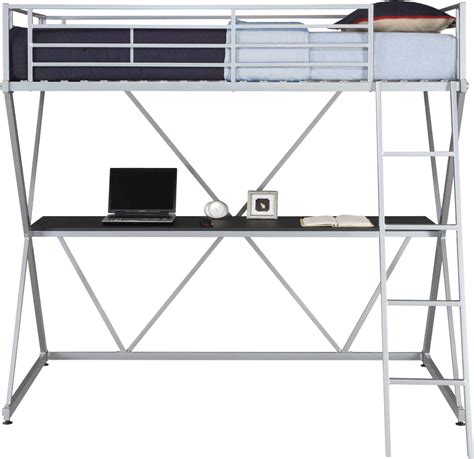 X Loft Bed Over Workstation Silver