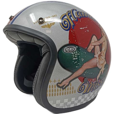 Casco Moto Jet Custom Premier Le Petit Classic Old Style Sivler Vendita